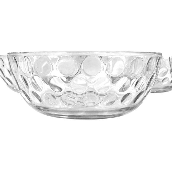 Clear Glass Dot Pattern Vintage Heavy Cereal Fruit Dessert Bowls-Set of 5 - Picture 2 of 4